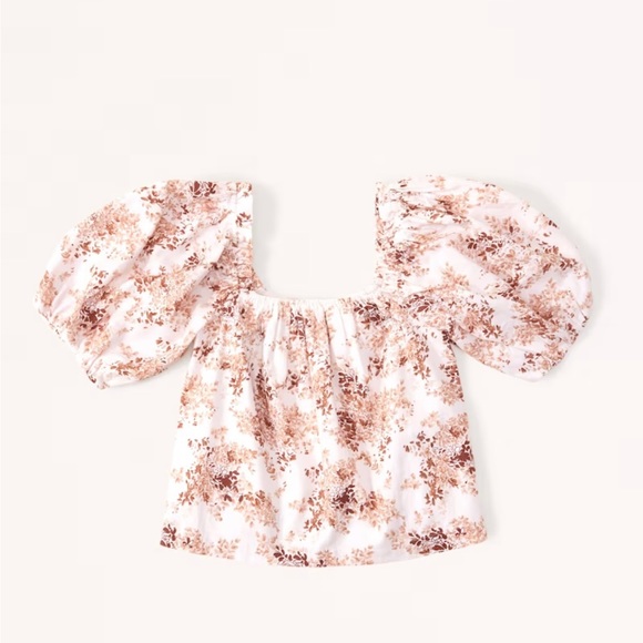 Abercrombie & Fitch Tops - ABERCROMBIE & FITCH Linen-Blend Puff Sleeve Top XS